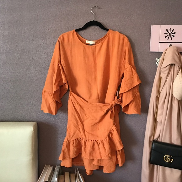 Forever 21 Dresses & Skirts - FOREVER 21 Mustard Yellow Ruffle Wrap Dress