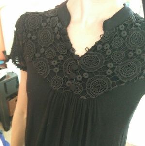 Kische black long blouse top, S