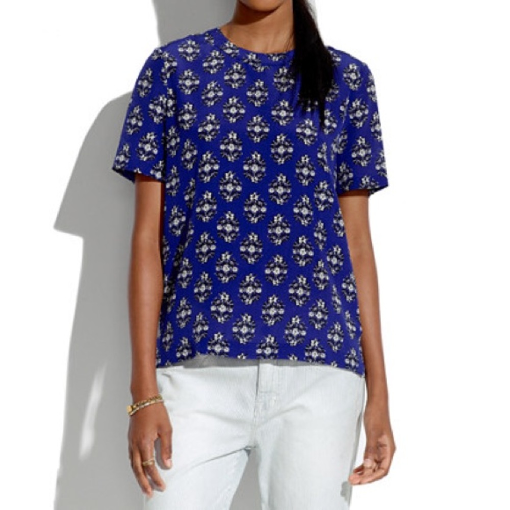 Madewell Silk Tee Floral Woodcut