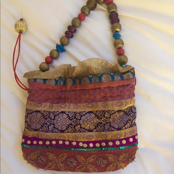 Indian / Ethnic print small bag.Stunning colors! - Picture 1 of 4