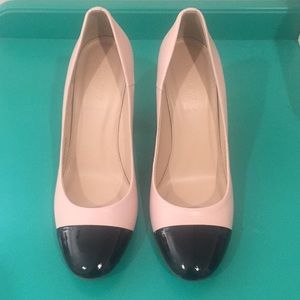 Never worn! JCrew pink and black heels