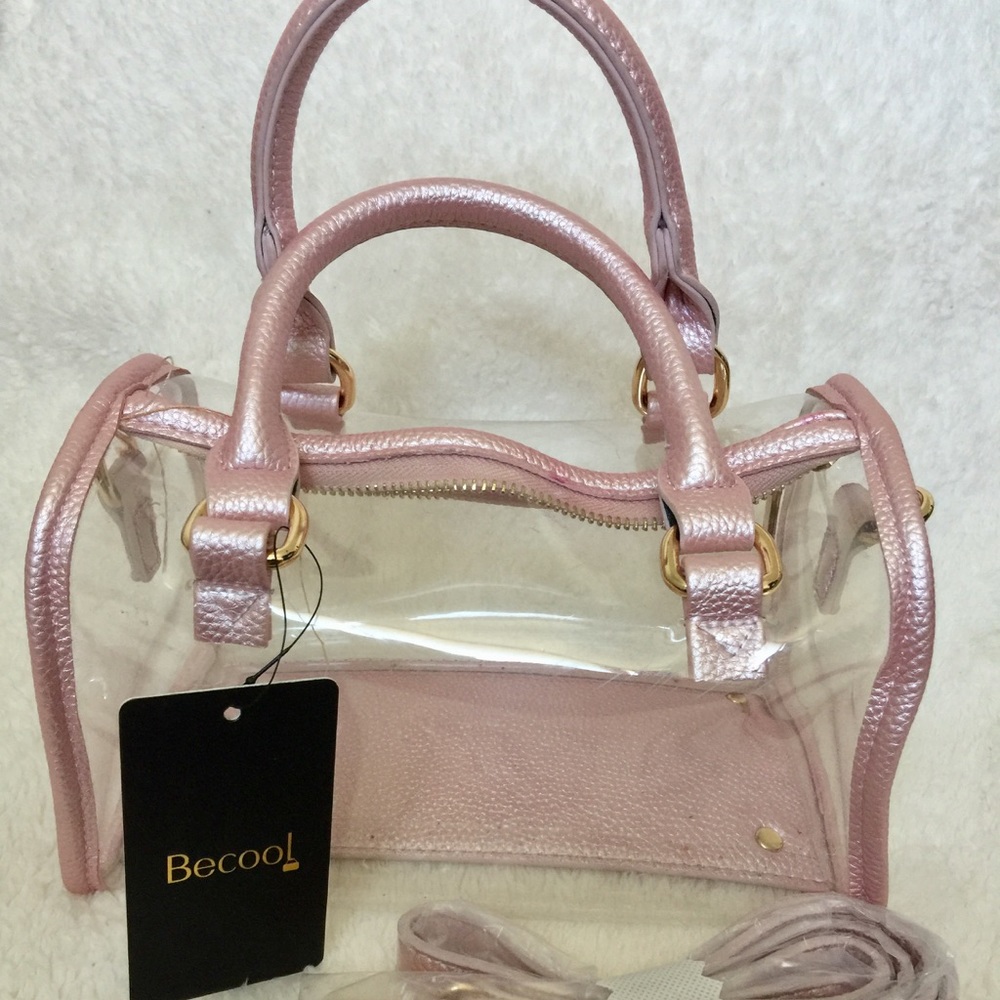 Clear Metalic pink bag