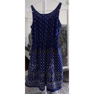 Blue Banana Print Sleeveless Sundress
