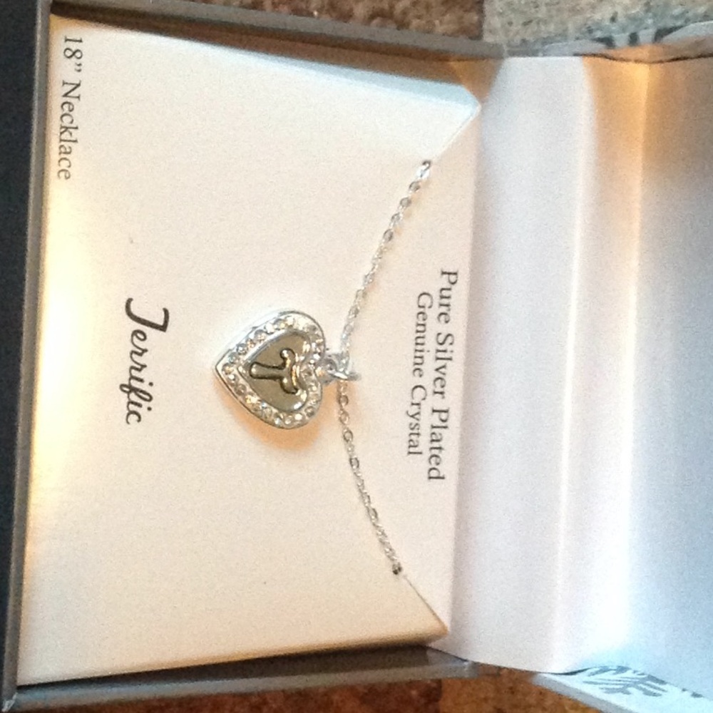 Pure silver plated necklace letter T