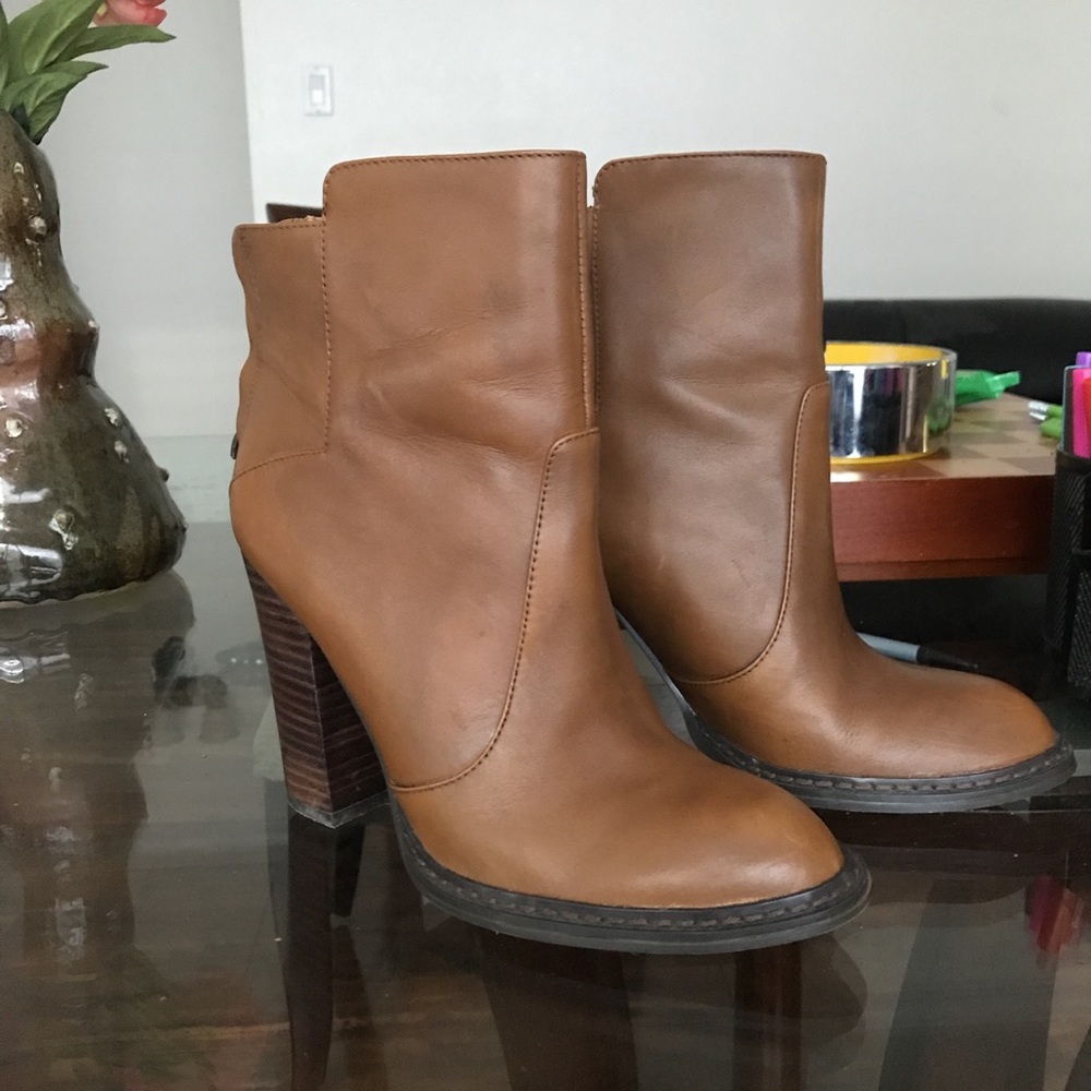 Brown high heel boots