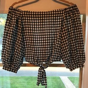 Forever 21- cropped checkered off the shoulder