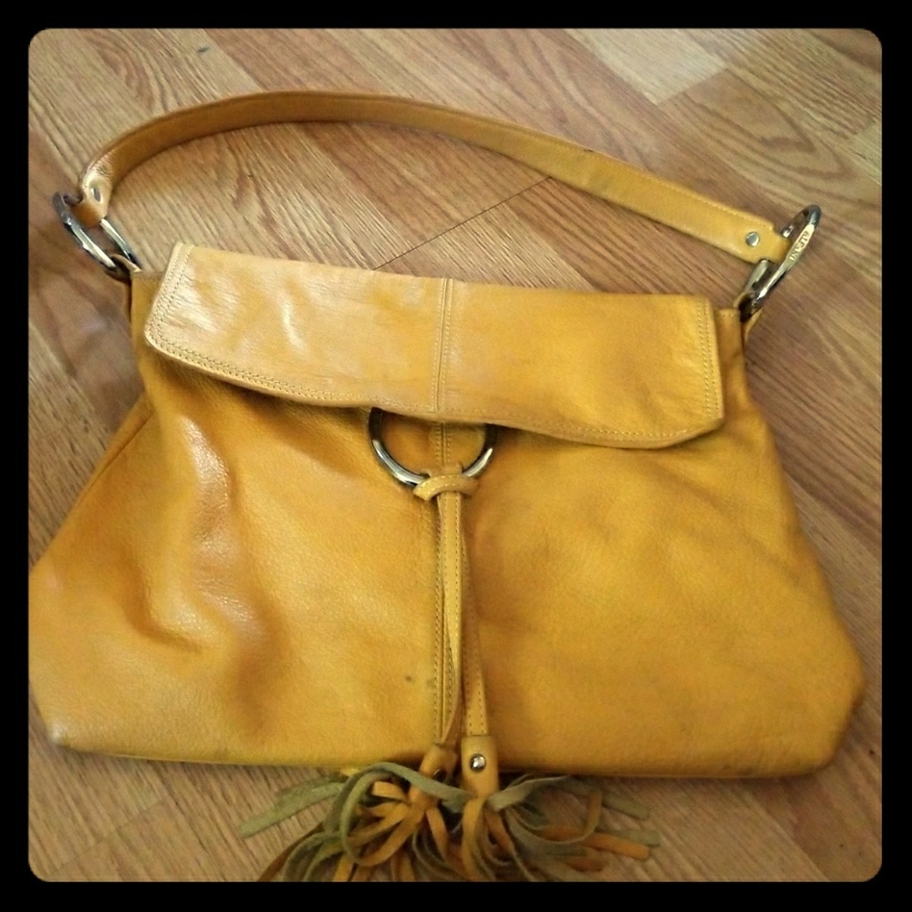 Yellow Alfani bag , leather