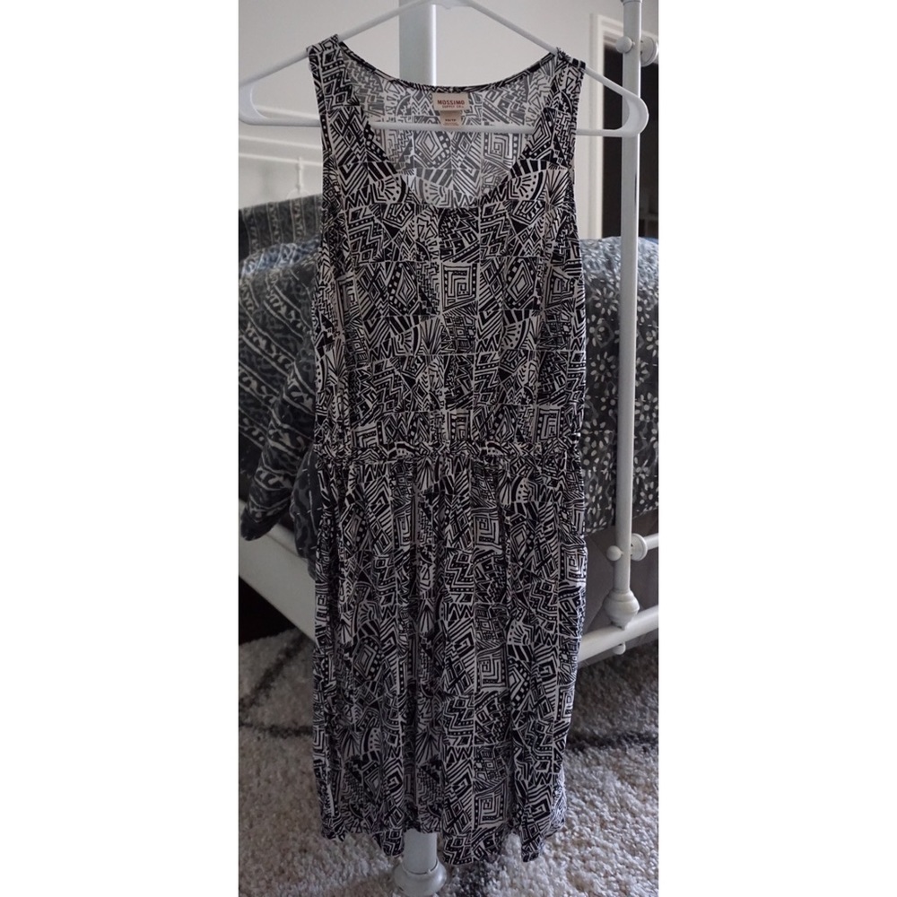 Sleeveless Geometric Print Sundress with Pockets