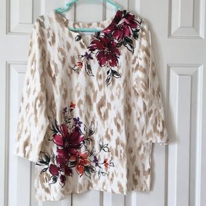 Alfred Dunner Flower and Animal Print Shirt