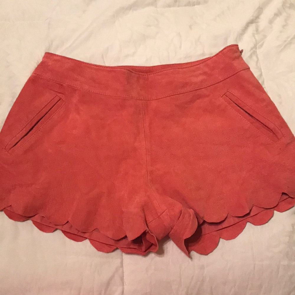 Faux suede scalloped shorts