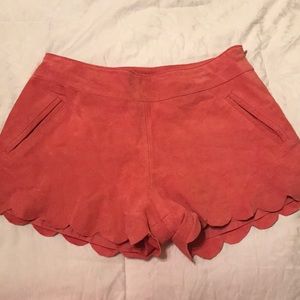 Faux suede scalloped shorts