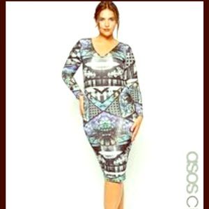 ASOS CURVE Dress In Digital Geo Print