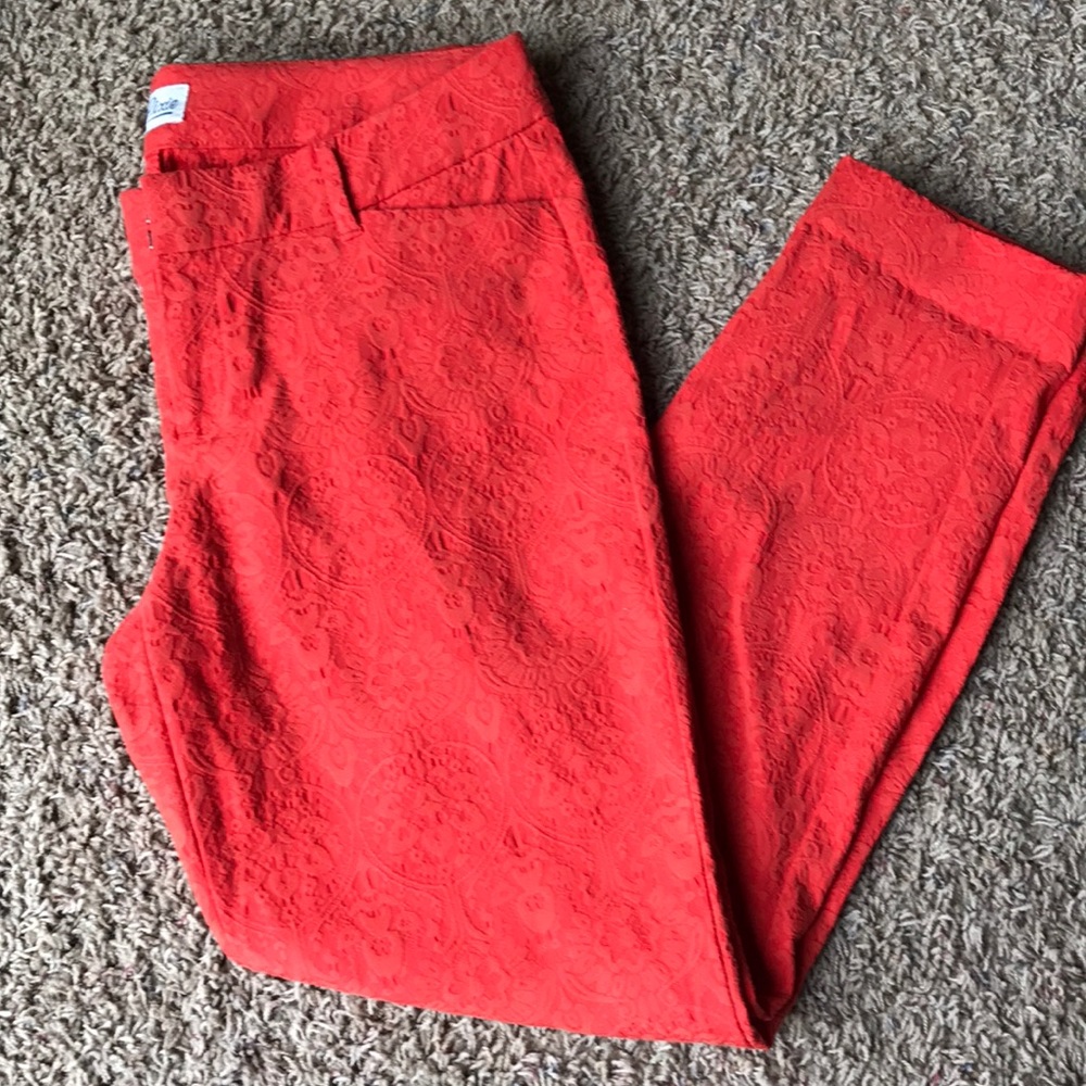 Orange jacquard pixie pants