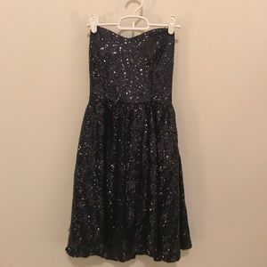 Navy Blue Sequined Dress