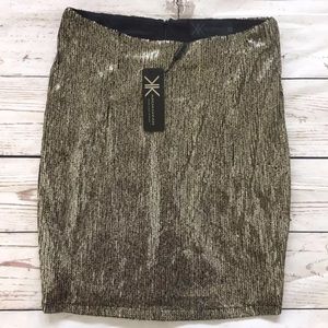 -Kardashian Kollection- Gold Sequins Pencil Skirt