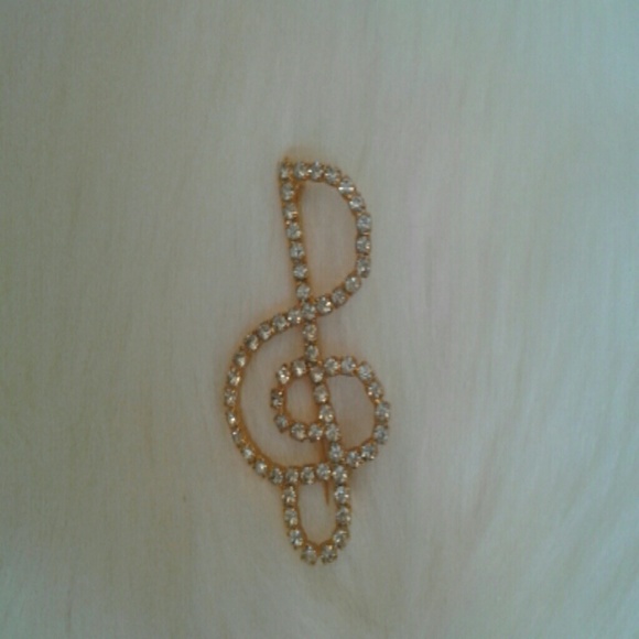 Music note rhinestone pin - Picture 1 of 3