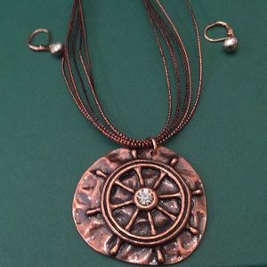 Captain wheel necklace and earrings set