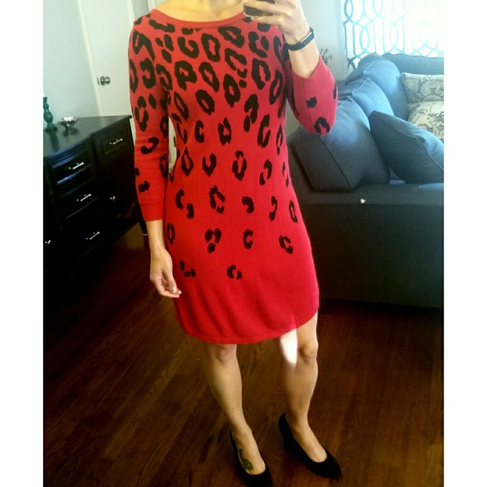 Express leopard print sweater dress
