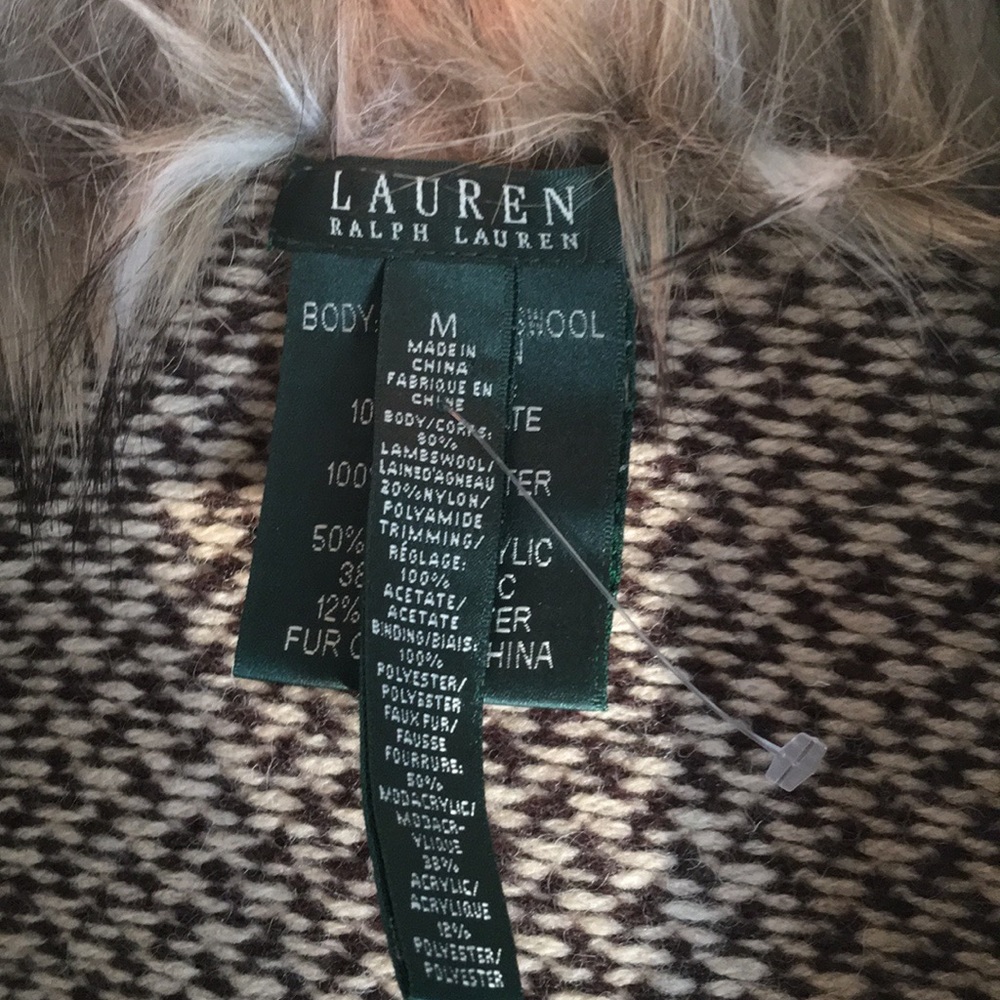 Ralph Lauren Fur Collared Sweater Jacket - Picture 4 of 5