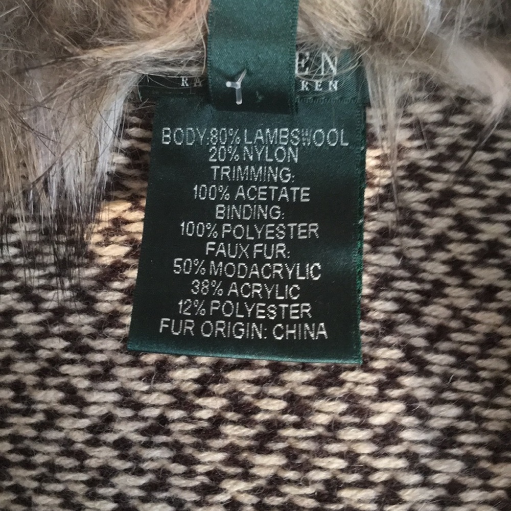 Ralph Lauren Fur Collared Sweater Jacket - Picture 5 of 5