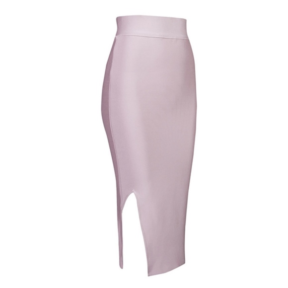 🏷 SALE - Light Pink Slit Midi Bandage Skirt - Picture 5 of 7
