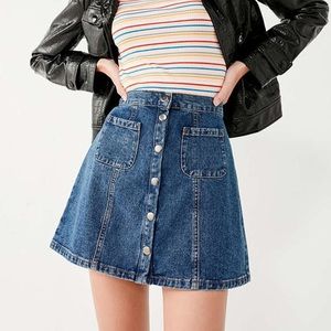 Topshop MOTO denim button-front skirt