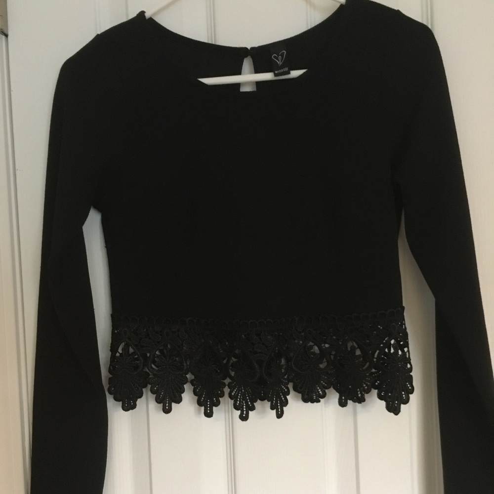 Windsor Long Sleeve Lace Detail Crop Top