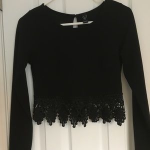 Windsor Long Sleeve Lace Detail Crop Top