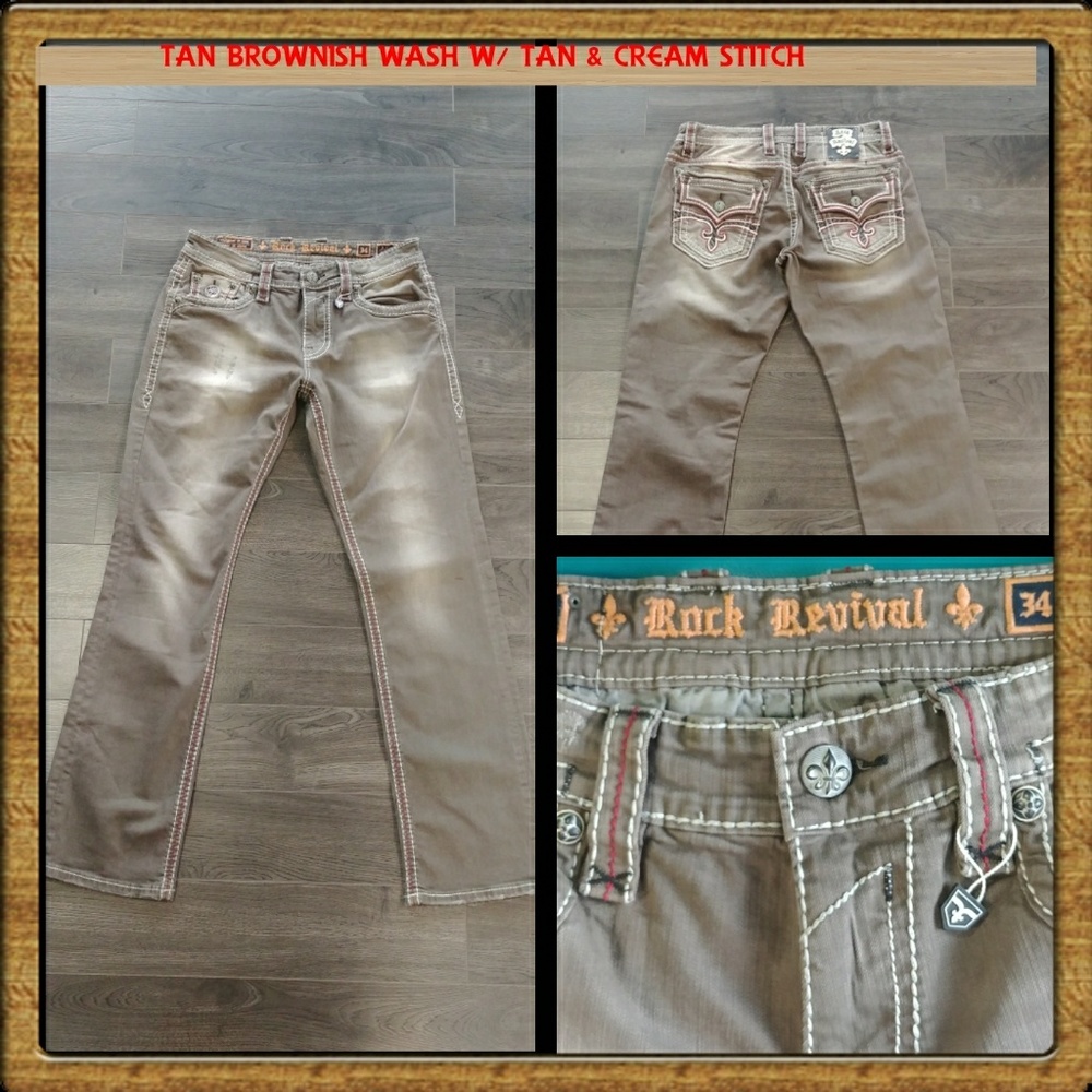 Rock Revival Mens Jeans (Tanish Mocha Color)