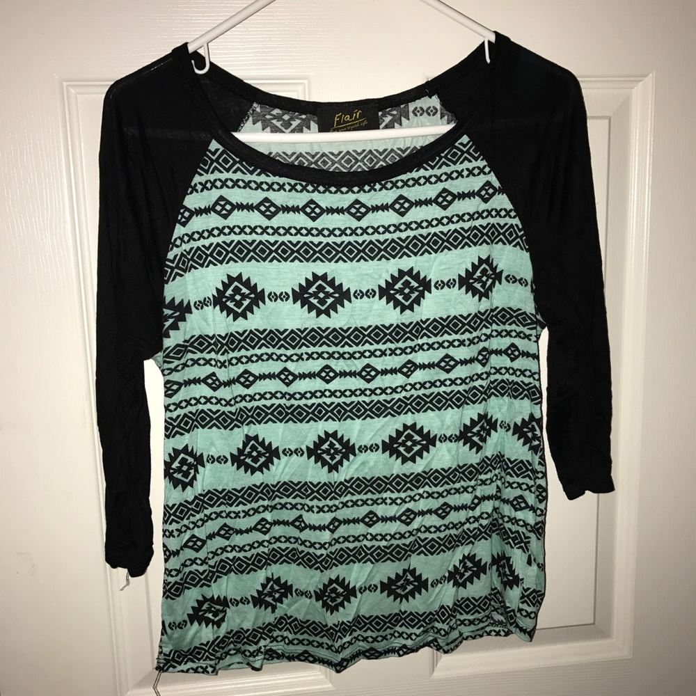 Tribal print baseball tee