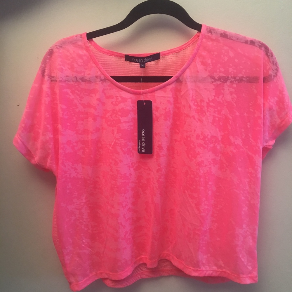 OCEAN DRIVE new HOT Pink blouse semi-transparent