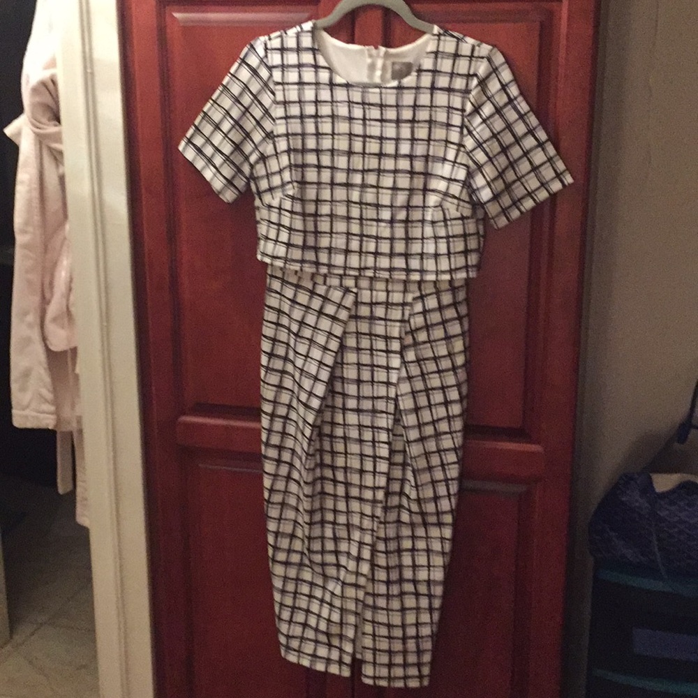 Asos black/white checkered midi dress