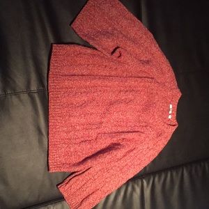 Uniqlo red/white 3/4 sleeve sweater