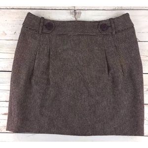 -Ann Taylor LOFT- Mini Skirt Brown and White Wool