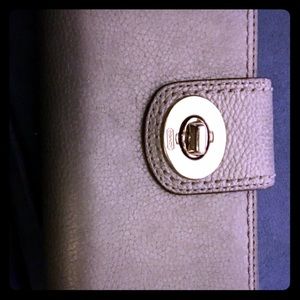 Coach women's silver/black leather clutch wallet