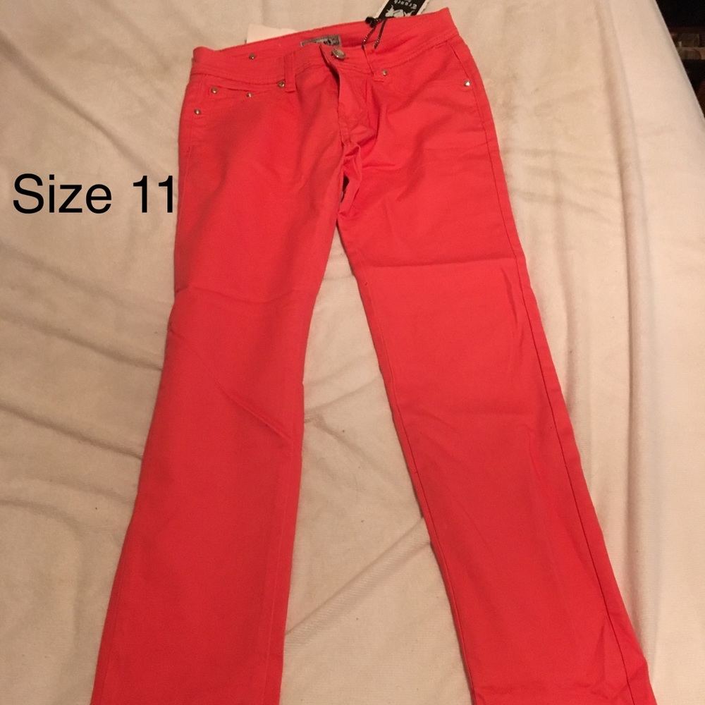 Coral stretch skinny pants