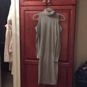 Missguided gray cold shoulder midi dress