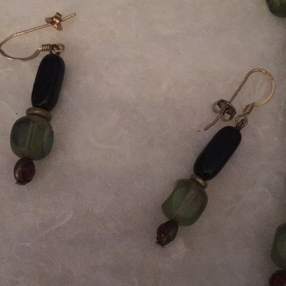 Art Deco style glass necklace and earrings - Picture 2 of 5