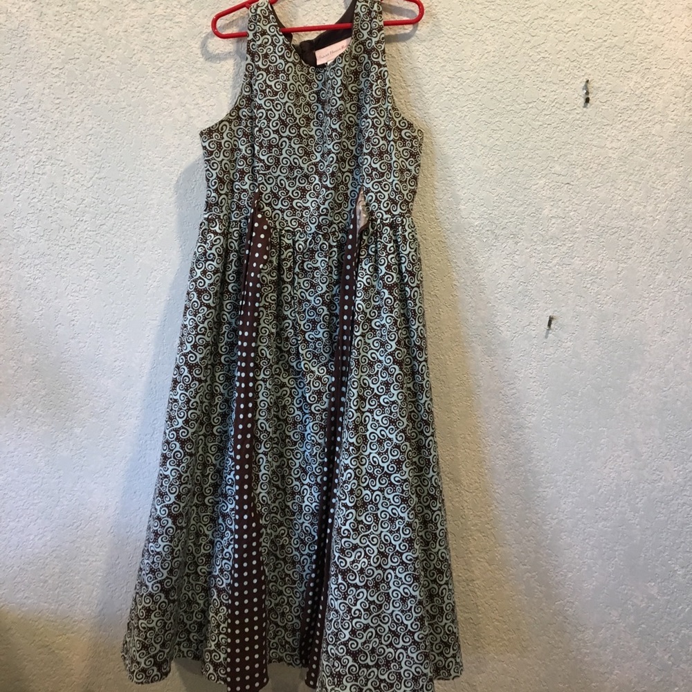 Teal and brown dress