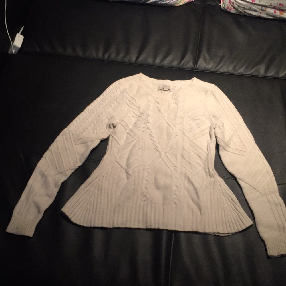 Ann Taylor Loft cream peplum sweater
