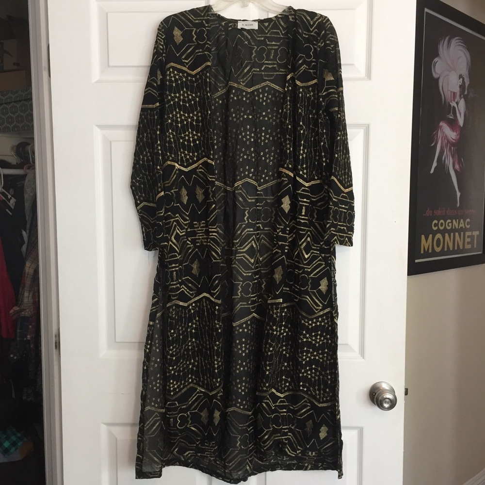 Gorgeous black kimono with gold stitching