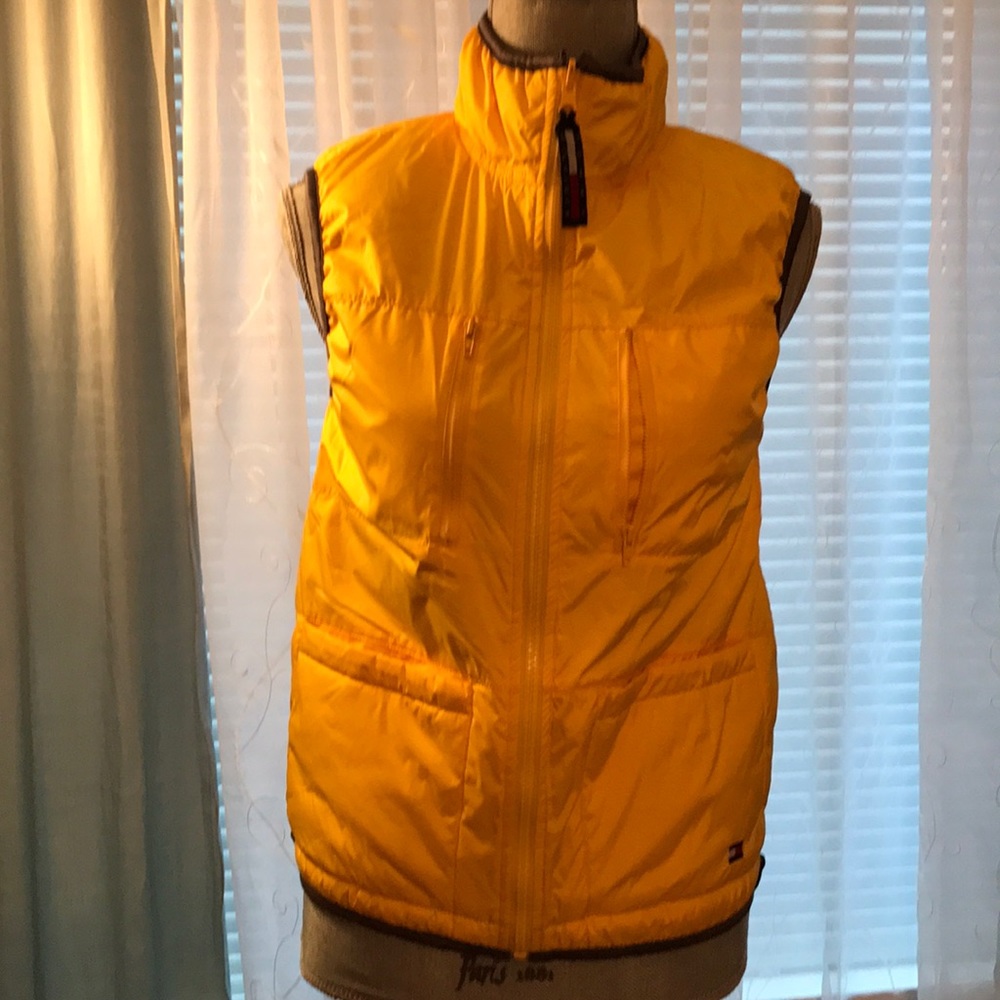 Tommy Hilfiger Vest Sz S reversible yellow gray - Picture 1 of 8