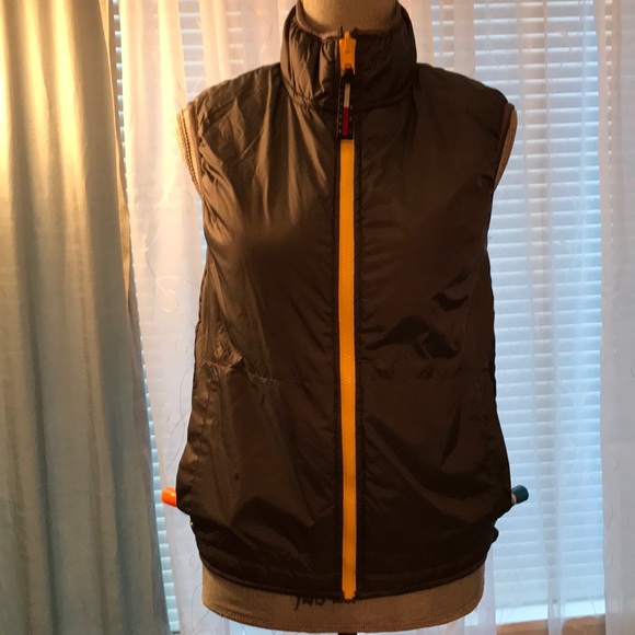 Tommy Hilfiger Vest Sz S reversible yellow gray - Picture 7 of 8