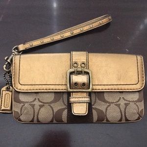 Brown & Bronze Coach Wristlet