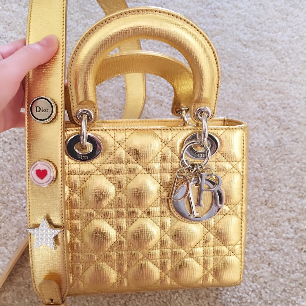 Lady Dior Gold, 3 limited edition badge as a gift
