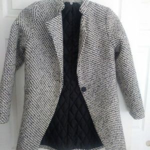 Sheinside black and white tweed coat NWOT