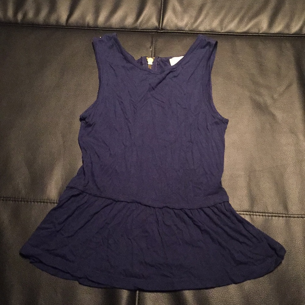 Zara navy peplum tank with gold zipper