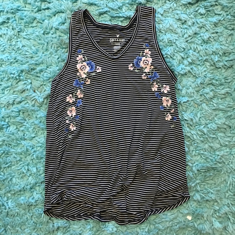 Striped Embroidered Tank
