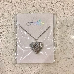 Heart Locket Pendant Necklace Silver Fairy