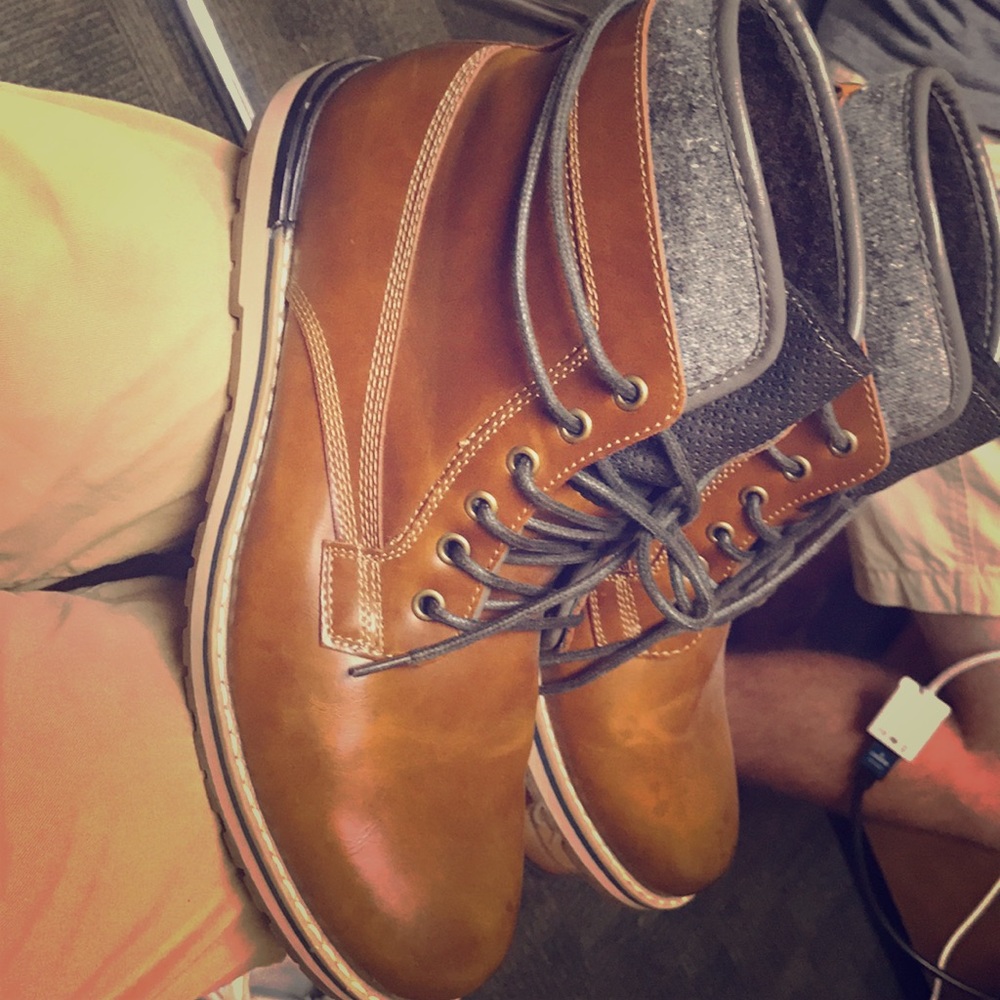 Real brown leather boots. Dress, casual shoes